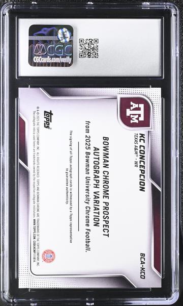 KC Concepcion Orange 17/25 2025 Bowman University Sapphire Chrome Prospect Autographs #BCA-KCO CGC 10 Auto 10-2
