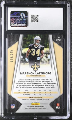 Marshon Lattimore Orange 20/275 2017 Prizm #272 CGC 10-2