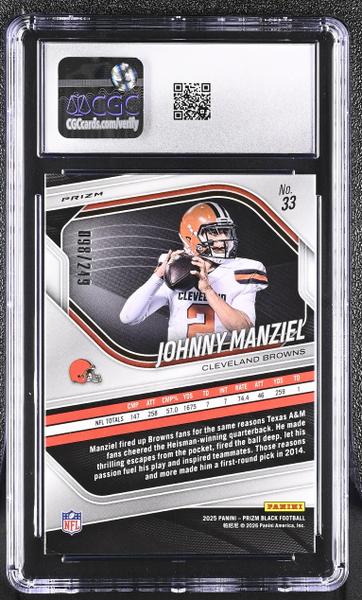 Johnny Manziel Skewed 098/249 2025 Prizm Black #33 CGC 10-2