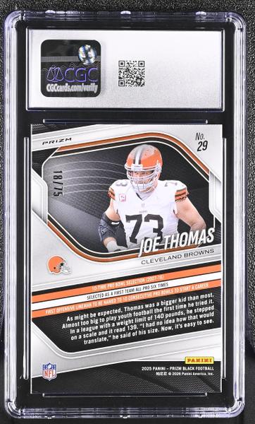 Joe Thomas Red Power 18/75 2025 Prizm Black #29 CGC 10-2