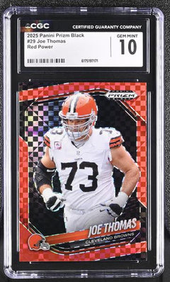 Joe Thomas Red Power 18/75 2025 Prizm Black #29 CGC 10-1