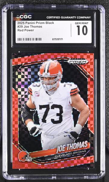 Joe Thomas Red Power 18/75 2025 Prizm Black #29 CGC 10