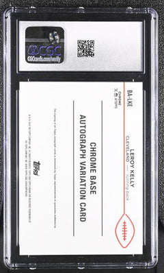 Leroy Kelly Green Geometric Refractor 96/99 2024 Chrome Autographs #BA-LKE CGC 9 Auto 10-2
