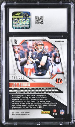 Joe Burrow Purple Ice 198/225 2024 Prizm #55 CGC 10-2