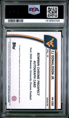 Cj Donaldson Jr. 2024 Bowman University Chrome Prospect Autographs Refactor #PA-CDO PSA 10-2