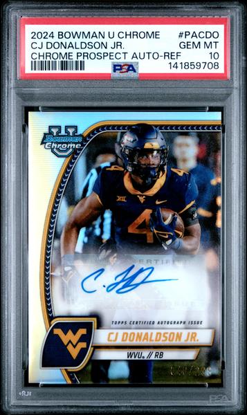Cj Donaldson Jr. 2024 Bowman University Chrome Prospect Autographs Refactor #PA-CDO PSA 10-1