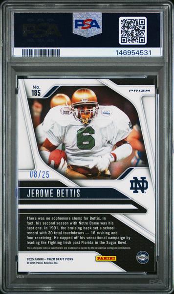 Jerome Bettis 2025 Panini Prizm Draft Picks Mojo Prizm 8/25 #185 PSA 10-2