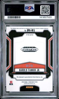 Harold Fannin Jr. 2025 Panini Prizm Draft Picks Autographs Gold Shimmer 3/15 #DPA-HFJ PSA 10-2