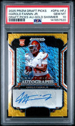Harold Fannin Jr. 2025 Panini Prizm Draft Picks Autographs Gold Shimmer 3/15 #DPA-HFJ PSA 10-1