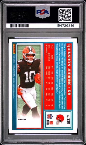 Quinshon Judkins 2025 Panini Donruss Optic Preview Red & Green #330 PSA 10-2