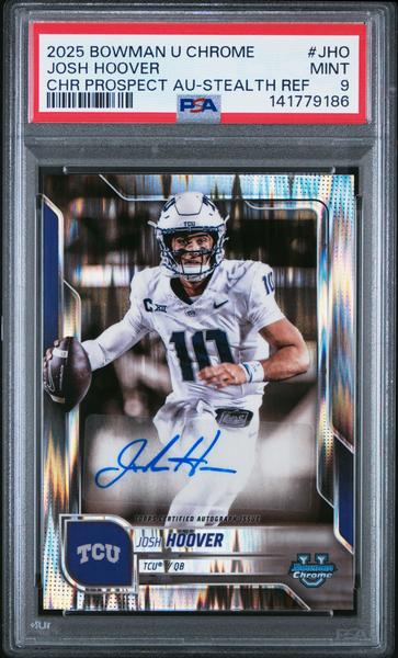 Josh Hoover 2025 Bowman University Chrome Prospect Autographs Stealth Refactor #BCA-JHO PSA 9-1