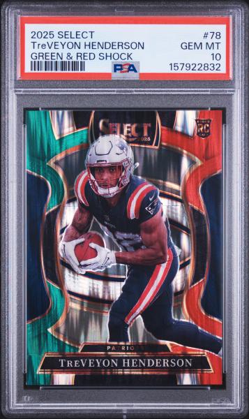 Treveyon Henderson 2025 Panini Select Green & Red Shock #78 PSA 10-1