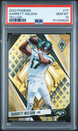 Garrett Wilson 2023 Panini Phoenix Yellow 3/50 #77 PSA 10