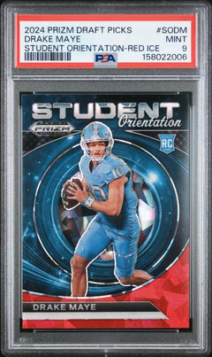 Drake Maye 2024 Panini Prizm Draft Picks Student Orientation Red Ice #SODM PSA 9-1