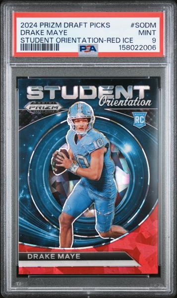 Drake Maye 2024 Panini Prizm Draft Picks Student Orientation Red Ice #SODM PSA 9-1