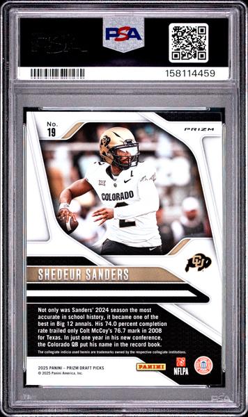 Shedeur Sanders 2025 Panini Prizm Draft Picks Silver Prizm #19 PSA 10-2