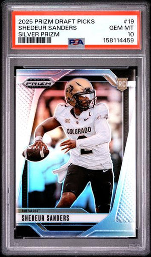 Shedeur Sanders 2025 Panini Prizm Draft Picks Silver Prizm #19 PSA 10
