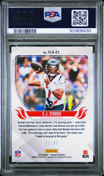 CJ Stroud 2023 Panini Phoenix Flame Throwers Orange 59/99 #FLA21 PSA 10-2