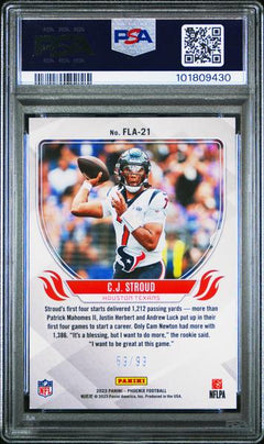 CJ Stroud 2023 Panini Phoenix Flame Throwers Orange 59/99 #FLA21 PSA 10-2