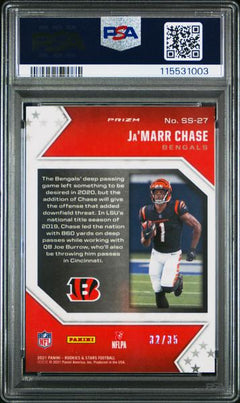 Ja'Marr Chase 2021 Panini Rookies & Stars Star Studded Purple 32/35 #SS-27 PSA 10-2
