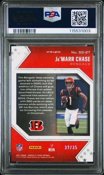 Ja'Marr Chase 2021 Panini Rookies & Stars Star Studded Purple 32/35 #SS-27 PSA 10-2