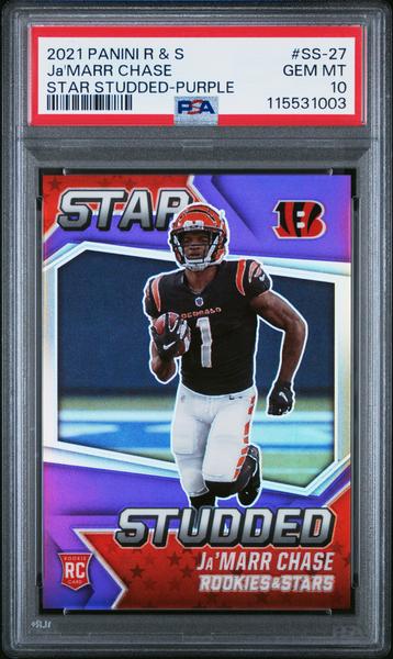 Ja'Marr Chase 2021 Panini Rookies & Stars Star Studded Purple 32/35 #SS-27 PSA 10-1