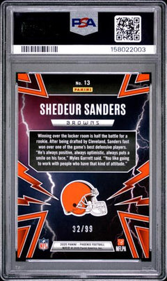 Shedeur Sanders 2025 Panini Phoenix Thunderbirds Silver Seismic 32/99 #13 PSA 9-2