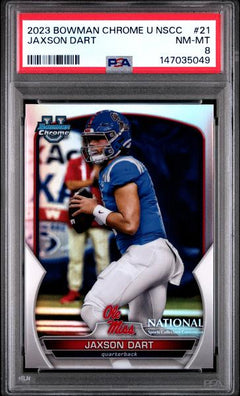 Jaxson Dart 2023 Topps Bowman Chrome University National #21 PSA 8-1