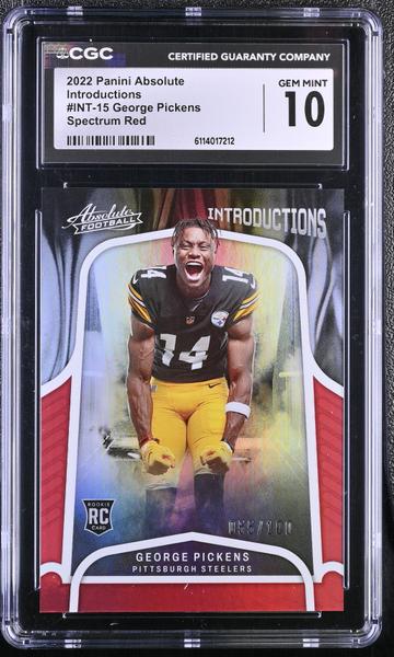 George Pickens Spectrum Red 55/100 2022 Absolute Introductions #INT-15 CGC 10-1