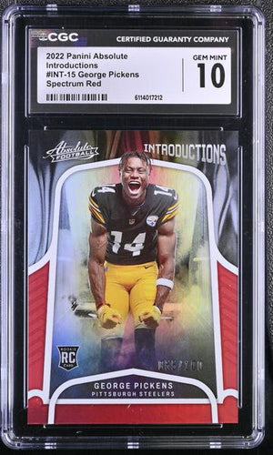 George Pickens Spectrum Red 55/100 2022 Absolute Introductions #INT-15 CGC 10