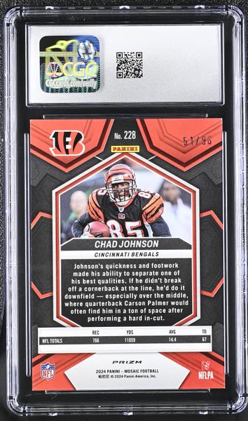 Chad Johnson Blue Sparkle 51/96 2024 Mosaic #228 CGC 10-2