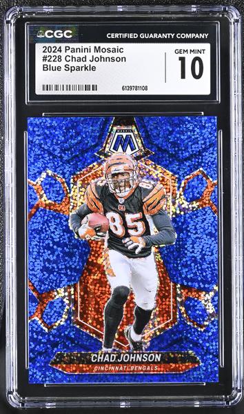 Chad Johnson Blue Sparkle 51/96 2024 Mosaic #228 CGC 10-1