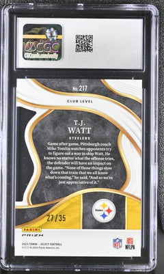 T.J. Watt Blue & Orange Die-Cut 2023 Select #217 CGC 9-2