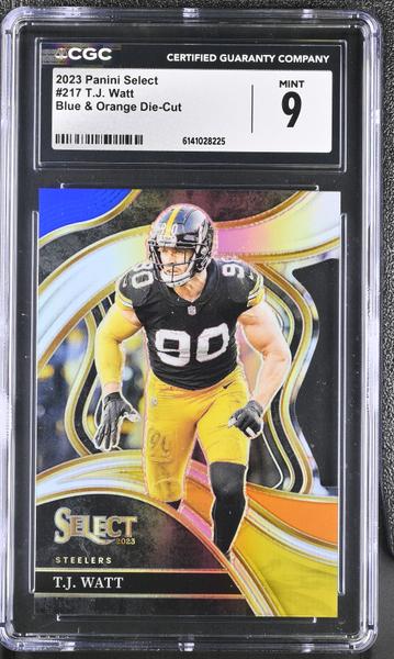 T.J. Watt Blue & Orange Die-Cut 2023 Select #217 CGC 9
