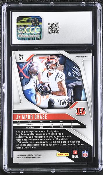Ja'Marr Chase Black & White Checker 2024 Prizm #57 CGC 10-2