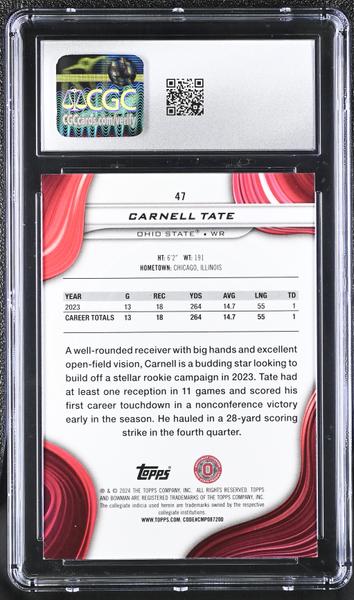 Carnell Tate Pink Lava Refractor 36/100 2024 Bowman University Best #47 CGC 10-2