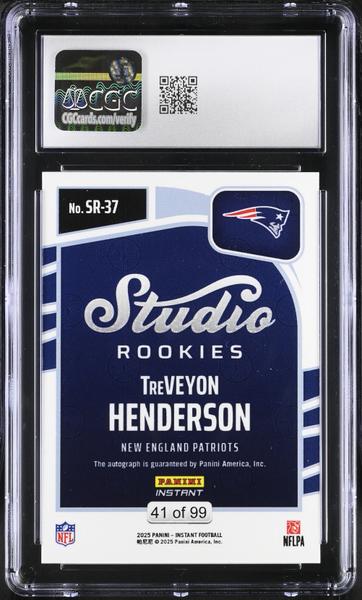 TreVeyon Henderson 2025 Instant Studio Rookies Autographs 41/99 #SR-37 CGC 10 Auto 10-2
