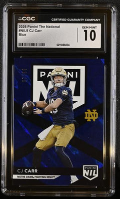 CJ Carr Blue 67/99 2026 The National #NIL9 CGC 10-1