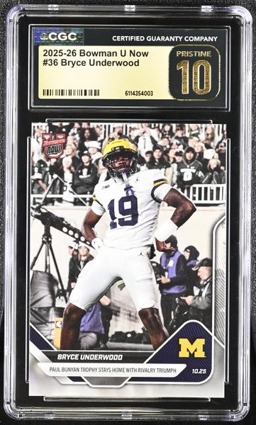 Bryce Underwood 2025-26 Bowman U Now #36 CGC Pristine 10-1