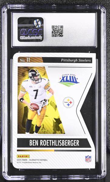 Ben Roethlisberger Cracked Ice 1/25 2025 Silhouette Super Bowl #11 CGC 9-2