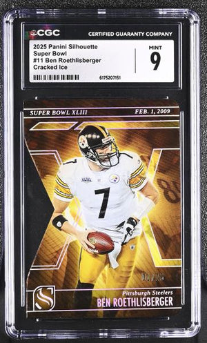 Ben Roethlisberger Cracked Ice 1/25 2025 Silhouette Super Bowl #11 CGC 9