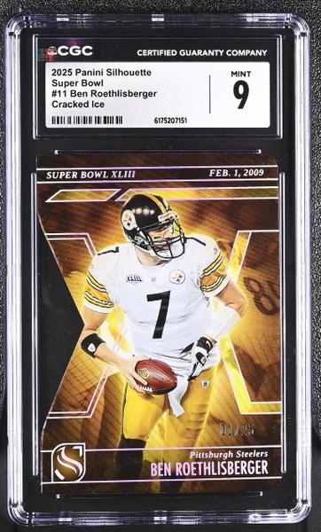 Ben Roethlisberger Cracked Ice 1/25 2025 Silhouette Super Bowl #11 CGC 9-1