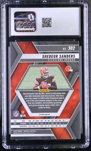 Shedeur Sanders Reactive Purple 2025 Mosaic #302 CGC 10-2