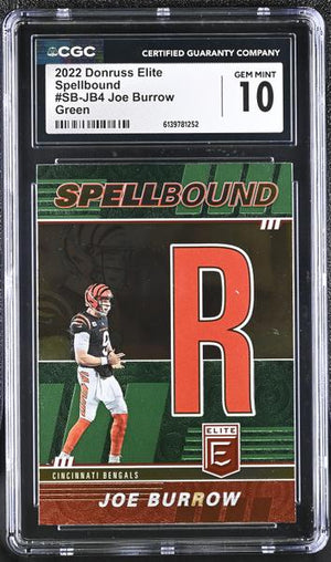Joe Burrow Green 2022 Donruss Elite Spellbound #SB-JB4 CGC 10