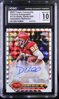 Dante Hall Geometric Refractor 2023 Topps Composite Chrome Autographs #TCA-DHAL CGC 10 Auto 10-1