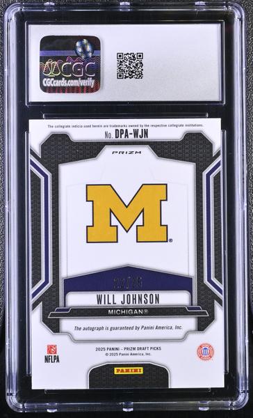 Will Johnson Mojo 22/25 2025 Prizm Draft Picks Autographs #DPA-WJN CGC 10 Auto 10-2