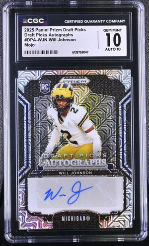 Will Johnson Mojo 22/25 2025 Prizm Draft Picks Autographs #DPA-WJN CGC 10 Auto 10
