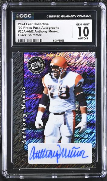 Anthony Munoz Black Shimmer 2024 Collective '00 Press Pass Autographs #20A-AM2 CGC 10 Auto 9-1