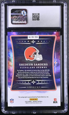Shedeur Sanders Orange 31/75 2025 Origins Rookie Autographs #RA-SSA CGC 9 Auto 10-2