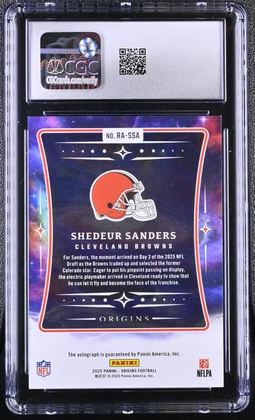 Shedeur Sanders Orange 31/75 2025 Origins Rookie Autographs #RA-SSA CGC 9 Auto 10-2